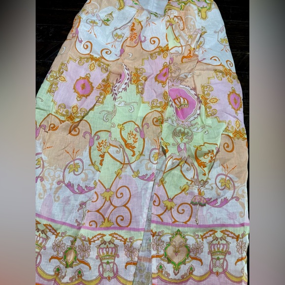 NWT HALE BOB Sophrona Pastel Paisley Print Drape Front Linen Skirt Size Small - Picture 6 of 8